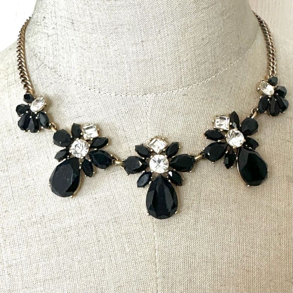 J.Crew black rhinestone statement necklace